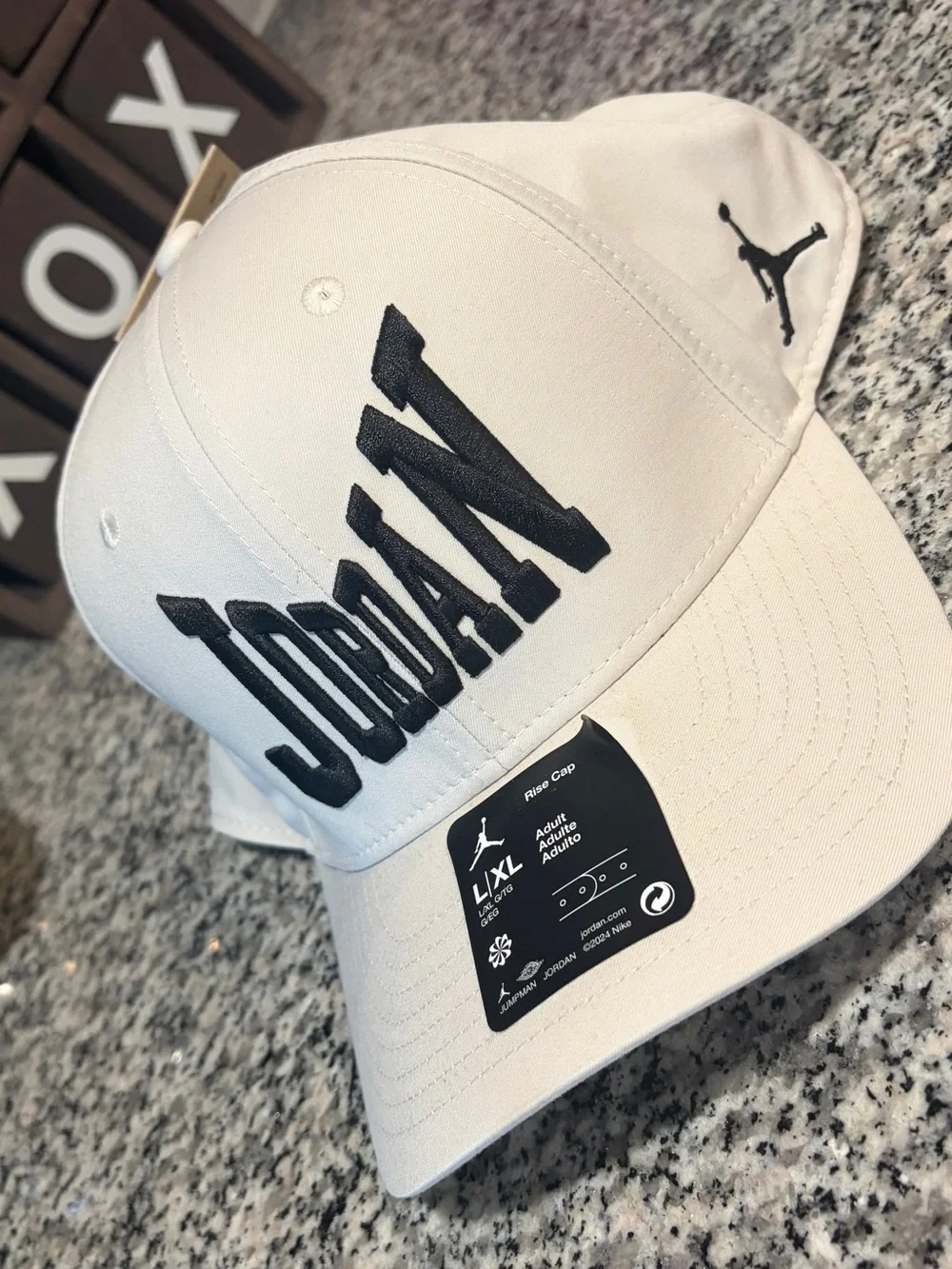 Jordan White Hat with Black Embroidered Logo